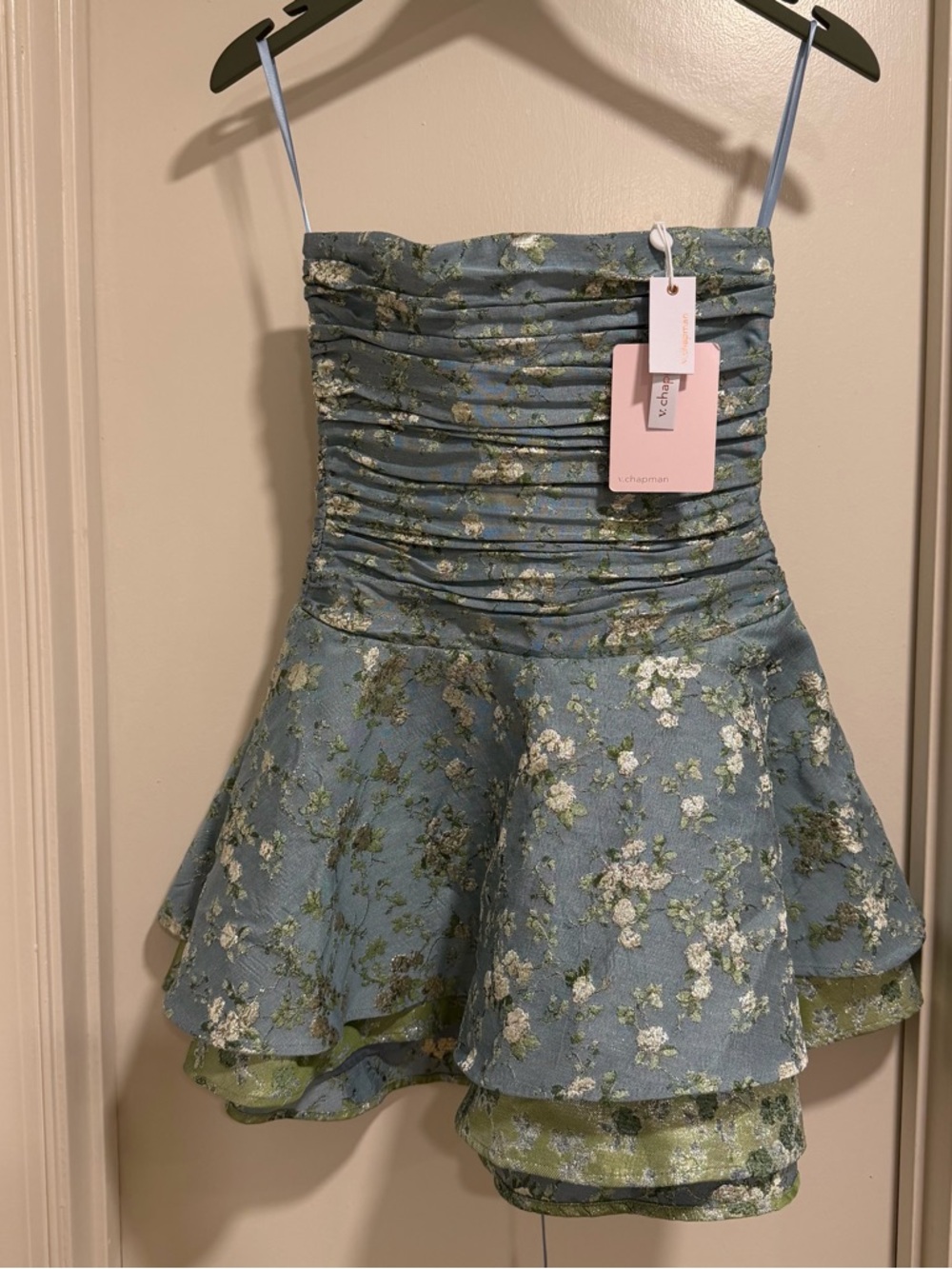 V. Chapman The Ellerie Dress Slate Blue Cheverny Brocade Size 2 NEW! With tags! - Picture 5 of 12